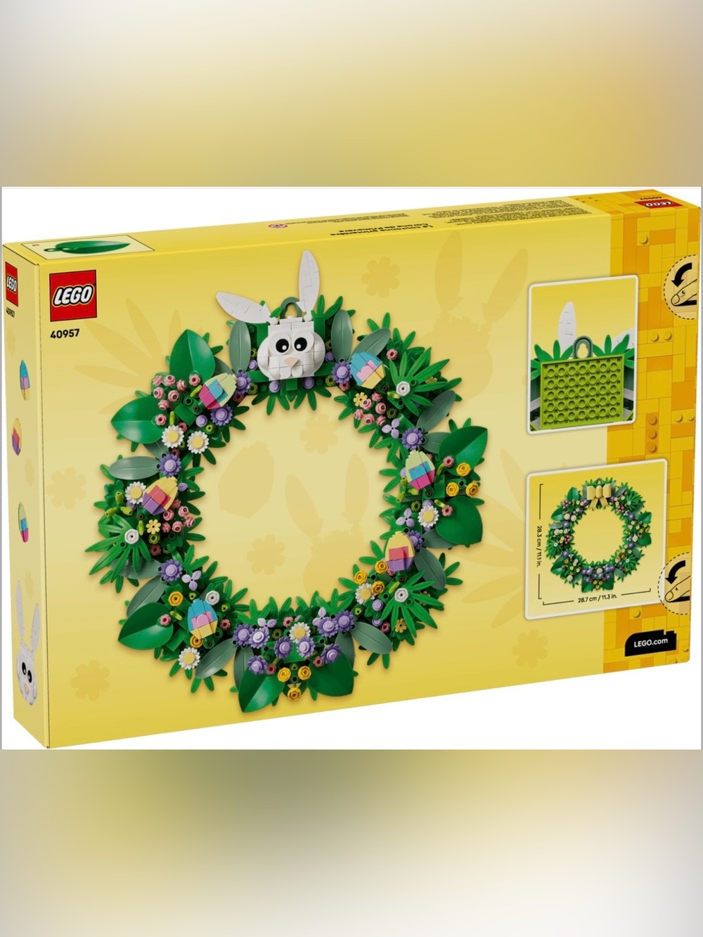 Lego Spring Wreath with White Bunny and Yellow Bow